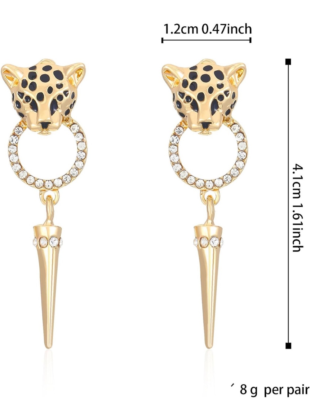 Anthropologie Gold Leopard Hoop Spike Drop Earrings - Picture 3 of 4